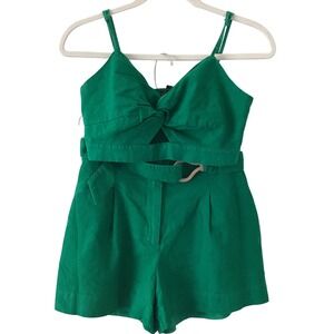 House of Harlow 1960 Green Tie-Front Romper